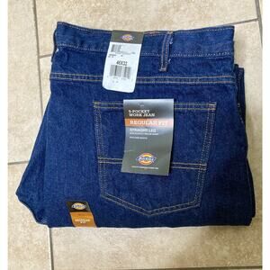 Dickies Mens Jeans 46x32 Regular Fit Blue Dark Wash Denim Work Jeans NEW